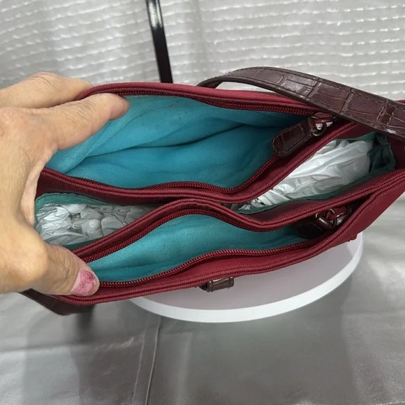 (X1) LIZ CLAIBORNE, small vintage 80s canvas and leather shoulder bag - Picture 6 of 12